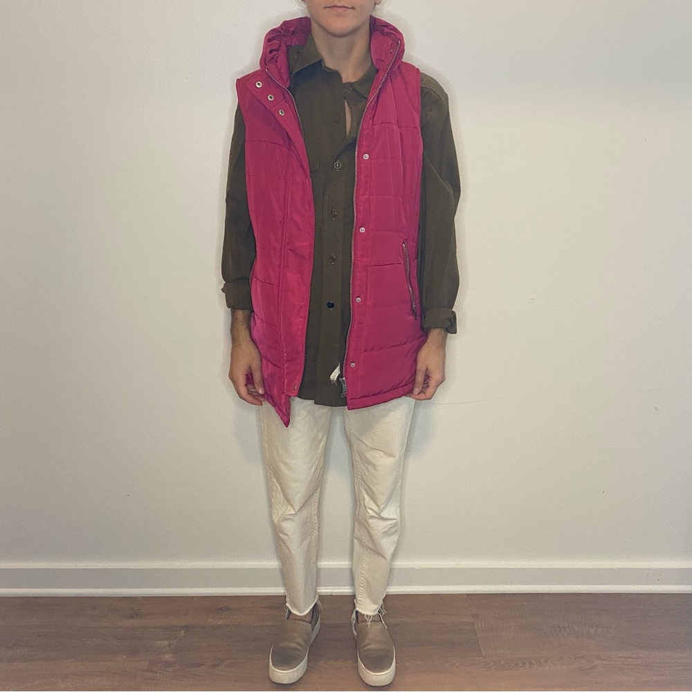 Hot pink puffer vest - great for fall